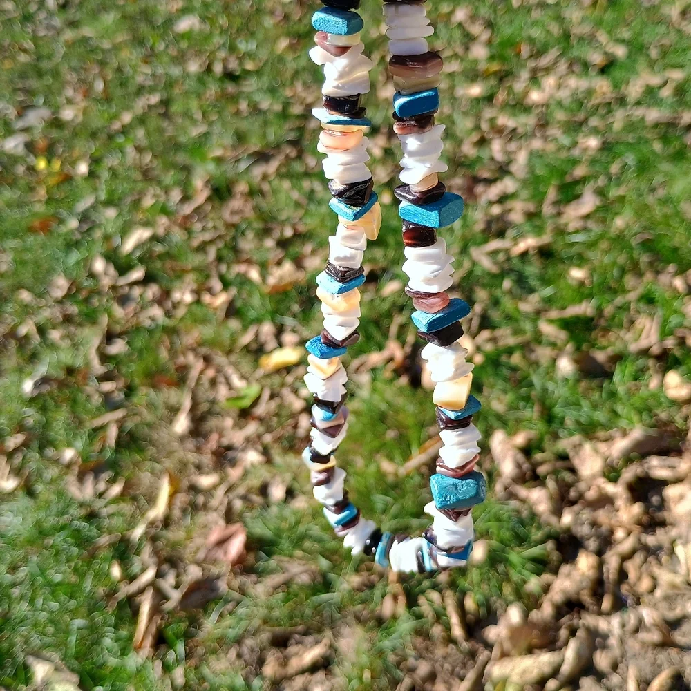Vintage, handmade Hawaiian style shell and stone necklace, surf core, bohemian